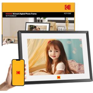 KODAK 10.1 Inch WiFi Digital Picture Frame,1280x800 HD IPS Touch Screen, Electronic Smart Photo Frame with 32 GB Memory, Auto-Rotate, Instantly Share Photos/Videos Anywhere (Black-white Frame)