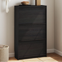 Shoe Cabinet with 3 Flip Drawers, 23.62" W Narrow Shoe Storage Cabinet for Entryway, Slim Shoe Organizer with Adjustable Shelves, Freestanding Shoe Rack for Hallway, Living Room, Black, 9.45"D x 23.62"W x 45.47"H