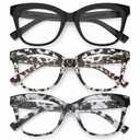 OUKEMAX 3-Pack Women's Reading Glasses with Blue Light Blocking and Anti-Glare Features A6