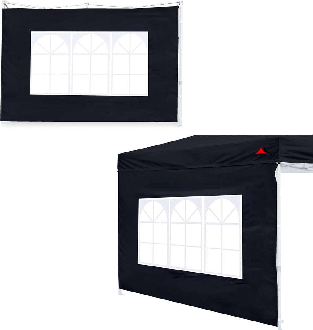 SCOCANOPY SideWall with Window for 12x12 Canopy Frame, 2 Pack SunWall Only,Black