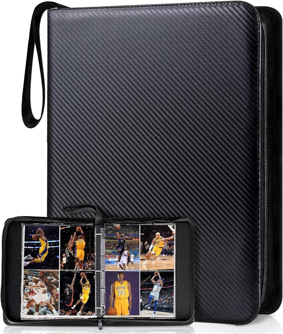 Laoppoc Sports Card Binder - 400 Pocket Double Sided Trading Card Holder, Ideal for Baseball/Football Cards, TCG Yugioh, 50 Removable Pages (4 Pockets Each)