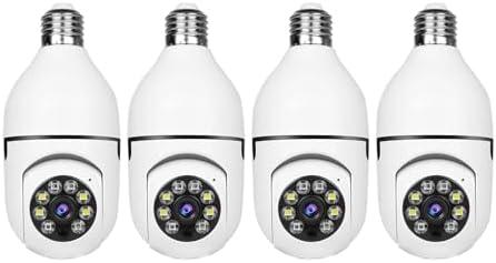 Light Bulb Security Camera -5G& 2.4GHz WiFi 2K Security Cameras Wireless Outdoor Motion Detection and Alarm,Two-Way Talk,Color Night Vision,Human Detection, Bulb Camera Compatible with Alexa 4Pack