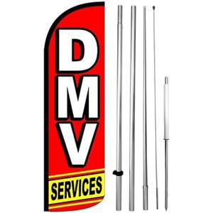 4 Less Co DMV SERVICES Windless Swooper Flag 15' Tall Pole Kit Feather Banner Sign rq-h, 48 x 96 inch