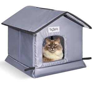 Tailtastic Weatherproof & Insulated Outdoor Cat House - Seamless Base Stays Dry,Easy Assembly, Warm Shelter for Community/Outdoor Cats(Small)