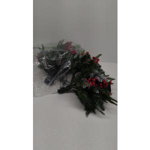 Admired By Nature 10 Stem Artificial Holly Leaves Berries Christmas Bush Home Decor, Indoor Floral Arrangement, 2 Pc Set