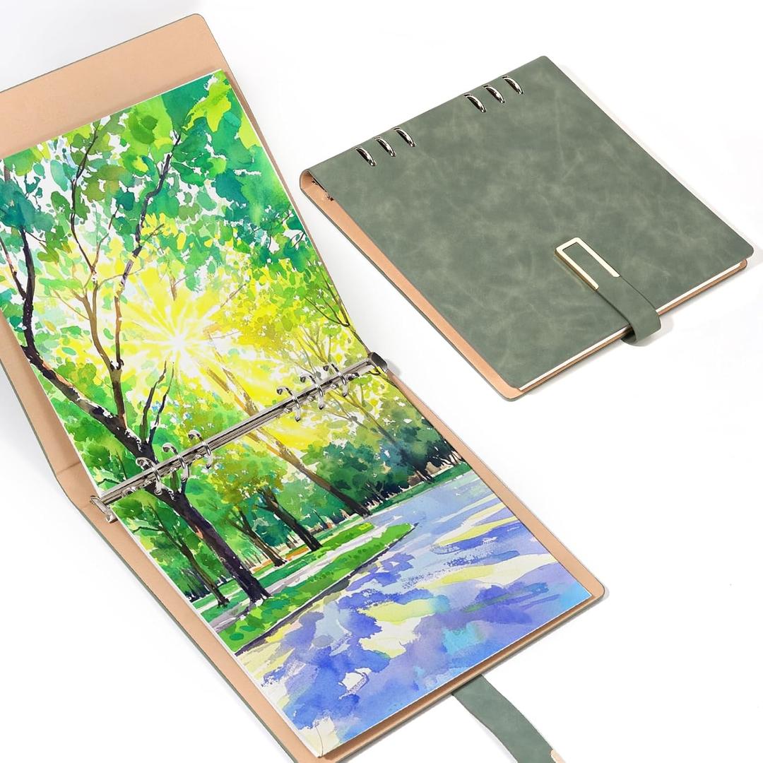 Lightwish Square Watercolor Sketchbook,100% Cotton,300gsm/140lb,Acid-Free,Hot Press Watecolor Paper Journal for Artists Adults Students,20 Sheets,8.27 * 8.27 Inches
