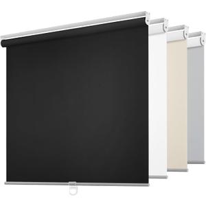 ChrisDowa Cordless Free-Stop 100% Blackout Blinds for Windows, Roller Windows Shades with Thermal Insulated, UV Protection Fabric for Living Room, Office and Home.Black,36" W X 72" H