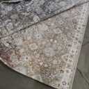  GENIMO 10x14 Area Rugs for Living Room, Non Slip Machine Washable Vintage Rugs, Low Pile Lightweight Chenille Print Large Rug for Bedroom, Dining Room, Home Office, Light Taupe Brown