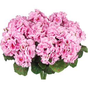 CISDUEO 4 Pcs Artificial Geranium Flowers for Outdoors Silk Geraniums Flowers Outdoor Purple Pink Faux Geraniums for Planters Outdoor Decor Indoor Garden Patio Grave Cemetary Table Centerpiece