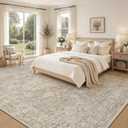 8x10 Area Rugs for Living Room: Washable Boho Vintage Floral Rug Large Soft Non-Slip Rugs Stain Resistant Low Pile Indoor Carpet for Bedroom Dining Room Nursery Home Office Brown