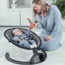 BabyBond Baby Swings for Infants, Bluetooth Infant Swing with Music Speaker, 3 Seat Positions, 5 Point Harness Belt, 5 Speeds and Remote Control - Portable Baby Swing for Indoor and Outdoor (Black)