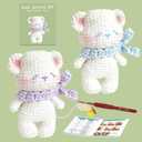 JueRum All in One Crochet Kit for Beginners,Bear Crochet Starter Kit with Step-by-Step Video Tutorials,Learn to Crochet Bear Animals Amigurumi Knitting Kit for Adult