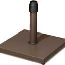 45lbs Patio Umbrella Base - Heavy Duty Outdoor Patio Market Umbrella Stand for Deck, Poolside, Balcony, Wind-Resistant Design, Brown