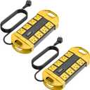 CCCEI 2 Outdoor Power Strips Weatherproof with 8 Plug, Waterproof Extension Cord with Multiple Outlets, Christmas Exterior Garden Yard Surge Protector 6FT, Yellow.