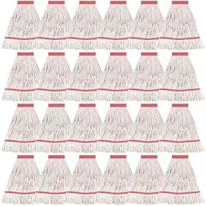 Matthew Cleaning Heavy Duty Mop Head Commercial Grade Replacement for General and Floor Cleaning, Wet Industrial Blue Cotton Looped End String Head Refills (Case of 24) 
White