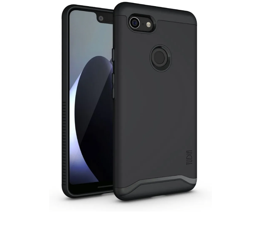 TUDIA DualShield Designed for Google Pixel 3 XL Case (2018), [Merge] Shockproof Military Grade Raised Edge Slim Dual Layer Heavy Duty Protection - Matte Black
