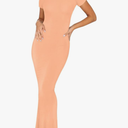 REORIA Women's Basic Summer Casual Lounge Long Dress Elegant Short Sleeve Crew Neck Bodycon Maxi Dresses, XL