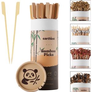 Cocktail Picks For Appetizers, Drinks, Sandwiches & Kababs 7" (100pcs) - Fancy Toothpicks for Appetizers - Biodegradable Bamboo Skewers for Appetizers