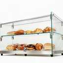 Malphi 26in. Tiered Pastry Bakery Display Case with Glass Shelf and Sliding Door,2.3cu. ft. Capacity|Large Bread Cookie Display Box (26IN/2.30Cu.ft)