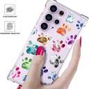 Compatible with Samsung Galaxy S23 Ultra Cases with Design, Cute Transparent Phone Case for Women Girls Girly with Heavy Duty Protective Bumper (Clear Dogs Paws)