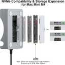 Reborn Mac mini M4 Dock & Stand with NVMe SSD Enclosure, Mac Mini M4 Hub with 4K60Hz HDMI, 4K60Hz DP, 5G USB A*2, USB A 2.0*2, TF/SD Card Reader 9-in-1 USB Hub for Mac mini M4,Mac mini M4 Pro - Silver