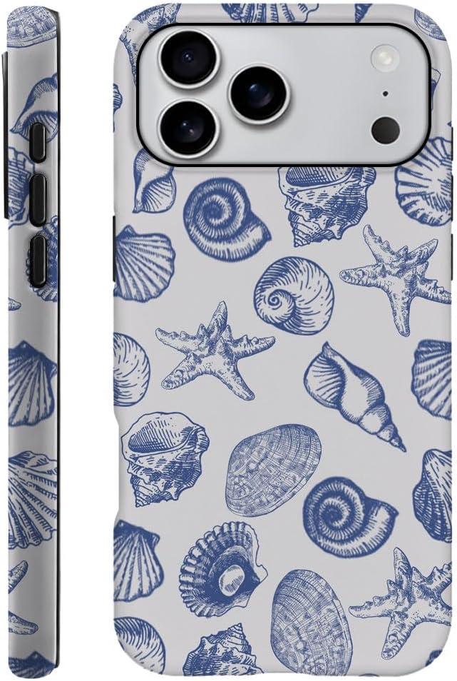 DAIZAG Case Compatible with iPhone 17 Pro Max,Fit Shockproof Cover for Women Girls,Cute Blue Seashell
