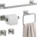 16" Brushed Nickel Bathroom Hardware Set 5-Piece, Fingerprint-Free SUS304 Stainless Steel Towel Bar for Small Bath & RV, Modern Square Bath Accessories Kit (Brushed Nickel)