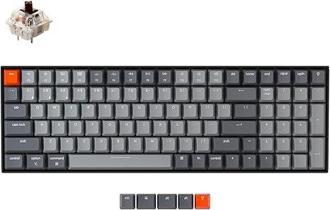 Keychron K4 96% Layout 100 Keys Wireless Bluetooth 5.1/Wired USB Mechanical Gaming Keyboard with Keychron Super Brown Switch White LED Backlight N-Key Rollover for Mac Windows PC-Version 2