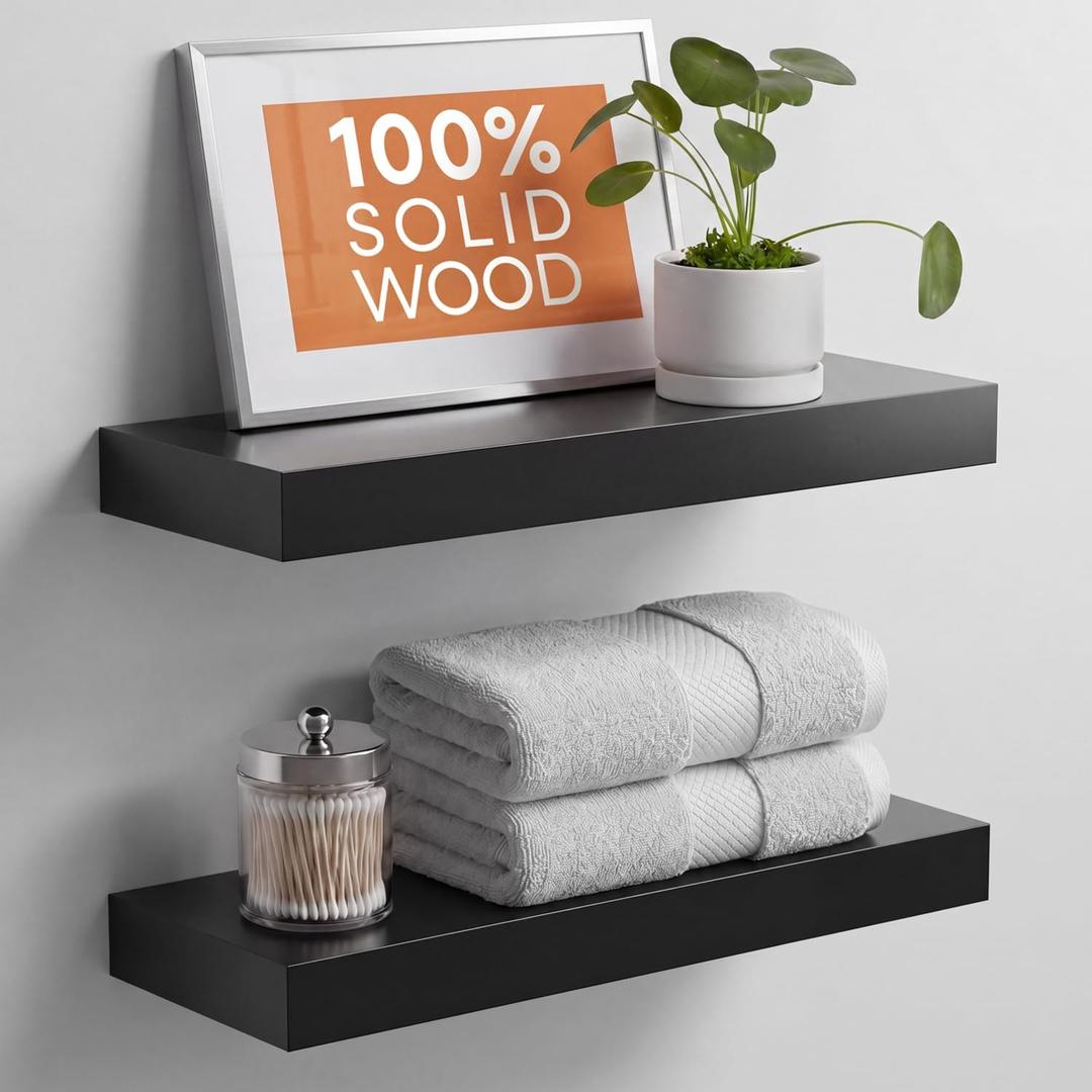 Homeforia 18 Inch Floating Shelves, High-End Solid Pine Wood, Set of 4