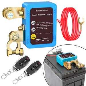 Remote Battery Disconnect Switch 12v, 240A, Upgrade Smart Voltage Car Kill Switch Anti-Theft, Prevent Battery Drain, Remote Battery Kill Switch for Car, Truck, RV (Flat Installation)