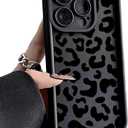Phone Case for Women/Girls, Black Leopard Print Pattern Silicone Shockproof Soft Phone Case Compatible with iPhone 13 Pro Max, Black
