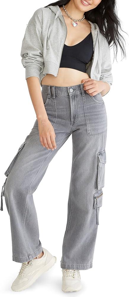 Aeropostale Women's Utility Cargo Pant (Gray, L)