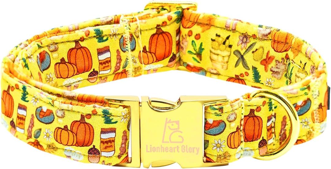 Lionheart glory Premium Fall Dog Collars Thanksgiving Holiday Collar Dog Heavy Durable Comfortable Adjustable Dog Collar for Large Collar Dogs Boys Dog Collar Cute Collars Pet Gift (Large (Pack of 1)