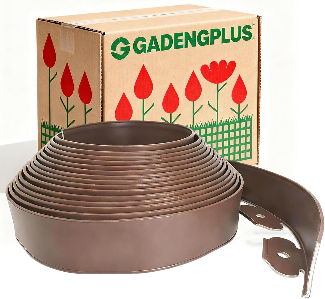 Landscape Edging2inx33FT Garden Edging with 60 Spikes for Lawn(33feet-Brown)