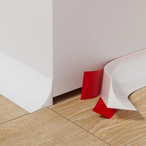 19.6' Flexible Quarter Round Molding, Peel and Stick Shoe Molding Baseboard,Selfadhesive Corner Trim for Wall Floor Edge, Bendable Rubber Trim for Stair,Countertop,Backsplash, Bathroom Bathtub (White)