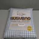 SUSYBAO Gingham Duvet Cover King 100% Washed Cotton Light Blue Plaid Duvet Cover 3 Pieces Set 1 Blue Grid Duvet Cover with Zipper Ties 2 Pillowcases Luxury Soft Gingham Bedding Set Breathable Durable