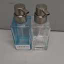 mDesign Glass Refillable Foaming Hand Soap Dispenser Modern Square Pump Bottle for Bathroom Vanity or Kitchen Sink, Countertops - Casi Collection - 2 Pack - Blue/ Brushed, Clear/ Brushed