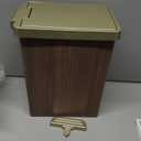 Compact Can with Lid, 15 Liter/3.9 Gallon, Plastic Slim Garbage Can for Home, Bathroom, Kitchen, Office, Living Room, Bedroom, Vintage Waste Bin with Foot Pedal and Touch Top