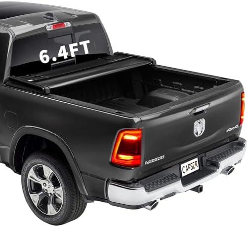 CAPSER 6.4FT Soft Quad Fold Truck Bed Tonneau Cover Fits 2002-2025 Dodge Ram 1500 (Classic & New) / 2003-2023 Dodge Ram 2500 3500 Fleetside 6.4 ft Bed (76.3") w/o Ram Box