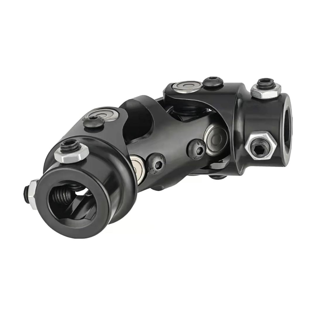 3/4 DD X 3/4 DD Steering Shaft Universal U Joint Coupling, Powder Coated Universal Steering Shaft Coupler Steel, 3/4" DD to 3/4" DD Single Steering Shaft Joint Black