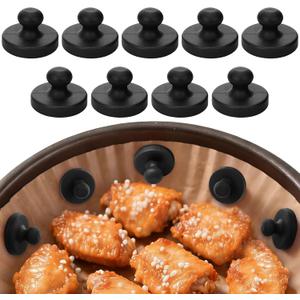 5 x Juome Air Fryer Magnets for Parchment Paper, 9PCS Silicone Magnetic Buckle for Air Fryer Liners, Air Fryer Accessories Safely Lock Air Fryer Liner Disposable to Prevent Burning (Black)