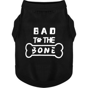 Discover Cozy Cotton Canine Wear: Soft, Lightweight, and Breathable Dog Shirt Vest with Eye-Catching Graphics(Bad to The Bone), Keeping Your Furry Friend Warm and Comfy! Black XXS (XXS-(1~3lb) | Chest(~11.8"))