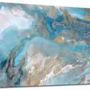 Blue Abstract Canvas Wall Art for Living Room, Navy and Gold Fluid Marble Picture Prints, Modern Painting Artwork for Bedroom, Bathroom, Office, Home Decor 20x40 Inch