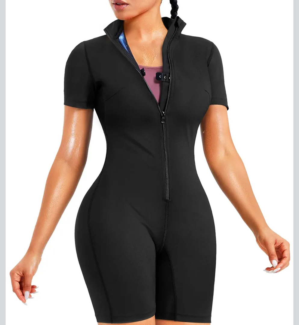 Junlan Sauna Suit for Women Full Body Jumpsuit Waist Trainers for Women Belly Fat Workout Sweat Suit XL