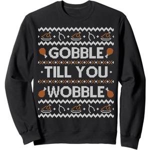 Ugly Thanksgiving Sweater Funny Gobble Wobble Sweatshirt Sweatshirt L, Black