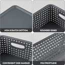 Bringer 6-Pack Plastic Storage Baskets Bins with Lid, Lidded Storage Organizer Baskets, Gray