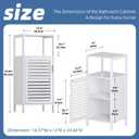 HITNET Bamboo Bathroom Storage Cabinet, 4 Tier Small White Floor Cabinet with Single Door, Free Standing Slim Narrow Storage Organizer for Living Room Entryway