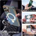 Compatible with iPhone 16 Pro Max Case with Magnetic Ring Stand [Compatible with Mag-Safe] [Full Camera Lens Protector] Soft Plating Phone Case for iPhone 16 Pro Max 6.9", Grey Blue