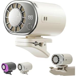 Car Clip On Air Conditioner Fan, 2026 USB Personal Cooler with 360 Rotation, 199 Speeds & Semi-Cooling Technology, LED Display Portable Mini Fan for Car, Desktop & Camping (White)