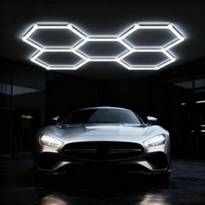 LED Hexagon Garage Light, 156W 18720LM 6500K Daylight White Honeycomb Ceiling Lamp for Garage,Auto Beauty Shop,Car Detailing Shop, Gym, Workshop, 17.3inch